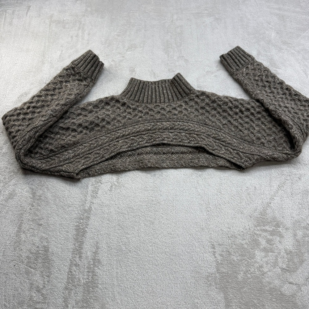 ASTR The Label Cropped Sweater Shrug Women XS Brown Cable Honeycomb Mock Neck